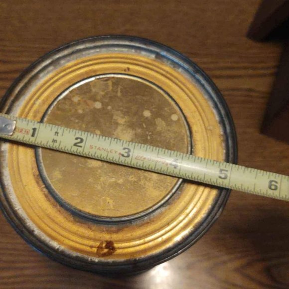 Vintage MCM Copper Coffee Tin Storage Container W/ Lid Graphic Print Pots - Picture 12 of 14